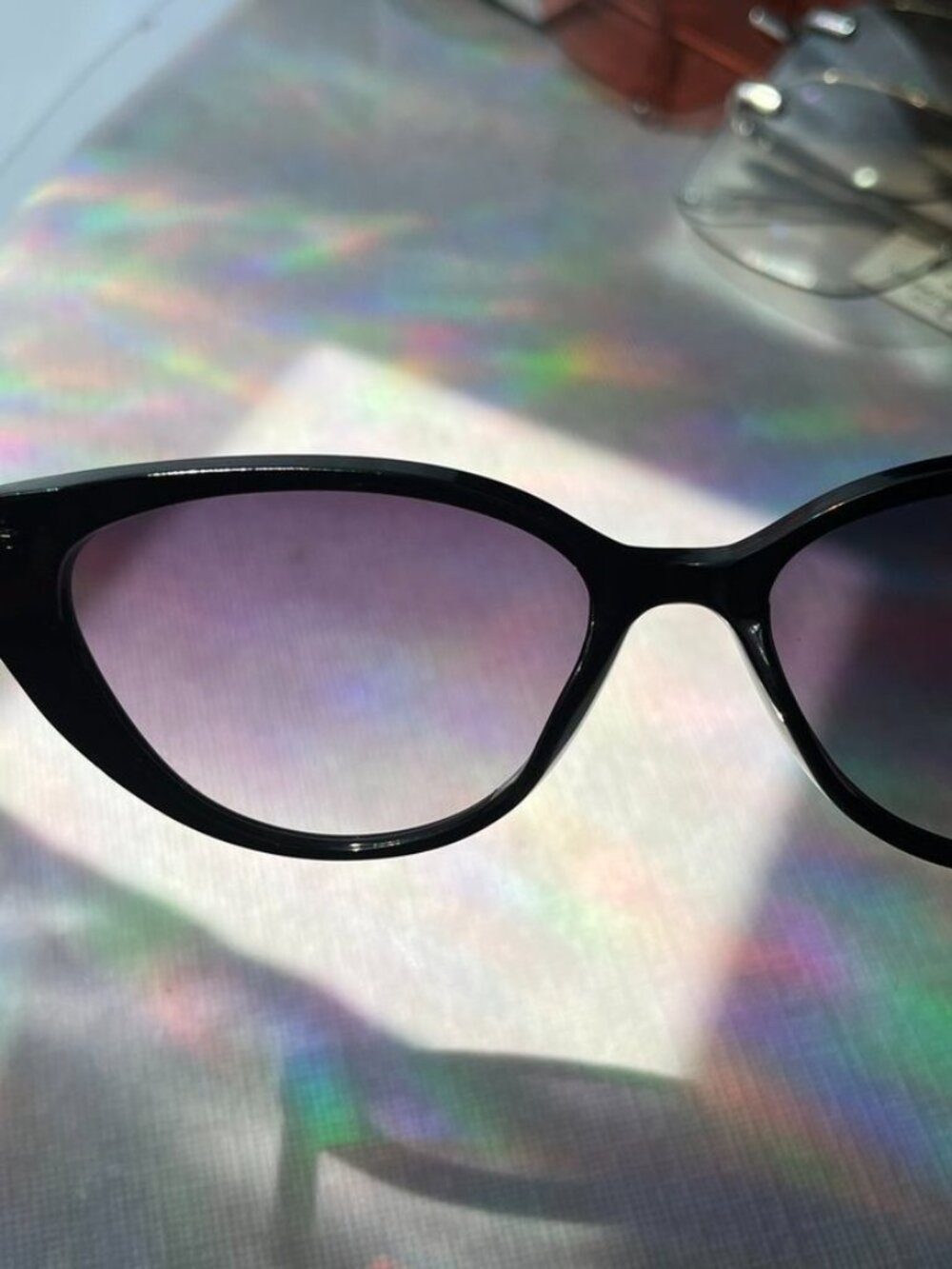 AIRE Amalthea Sunglasses Black Cat Eye Purple Gradient Lens - Picture 7 of 10